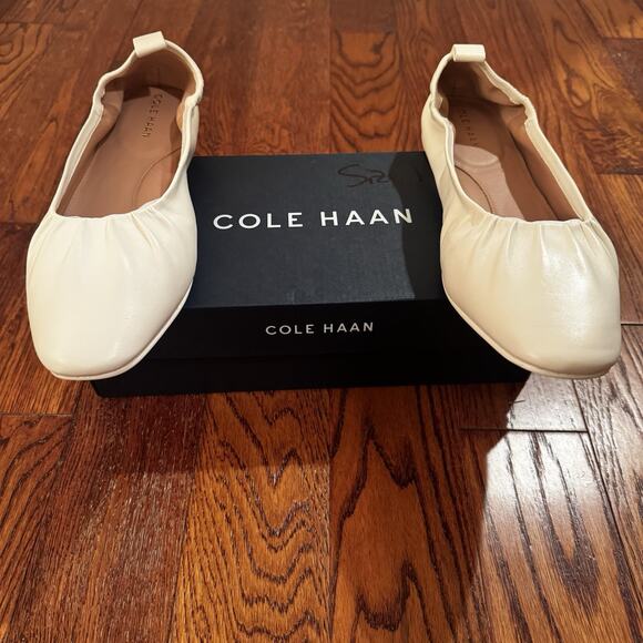 New Cole Haan York Soft Ballet Womens 11 Soft Egret Leather Slip On Classic Flat - Picture 1 of 15